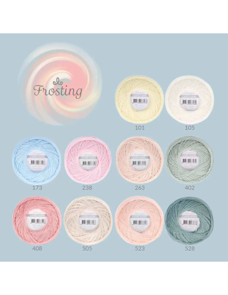Caixa com 10 novelos de algodão perlé Scheepjes Candy Floss N°10 - Frosting