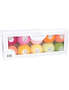 Caixa com 10 novelos de algodão perlé Scheepjes Candy Floss N°10 - Passionfruit