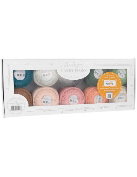 Conjunto de 10 novelos de algodão perlé Scheepjes Candy Floss N°10 - Studio Manya