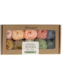 Conjunto de 10 novelos Scheepjes Stone Washed Colour Pack - Intenções