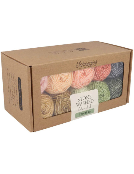 Conjunto de 10 novelos Scheepjes Stone Washed Colour Pack - Intenções