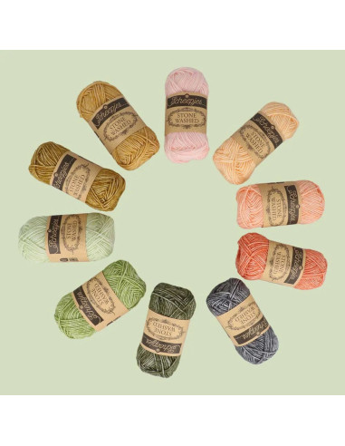 Conjunto de 10 novelos Scheepjes Stone Washed Colour Pack - Intenções
