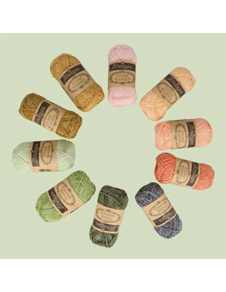 Conjunto de 10 novelos Scheepjes Stone Washed Colour Pack - Intenções