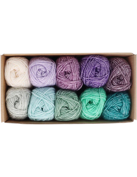 Conjunto de 10 novelos Scheepjes Stone Washed Colour Pack - Chakras