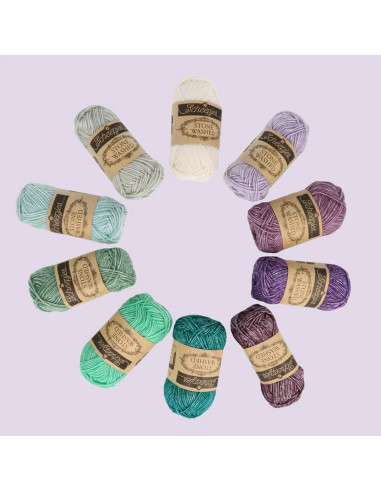 Conjunto de 10 novelos Scheepjes Stone Washed Colour Pack - Chakras