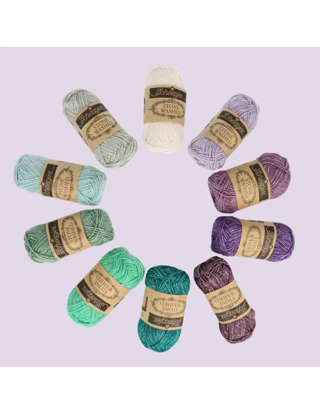 Conjunto de 10 novelos Scheepjes Stone Washed Colour Pack - Chakras