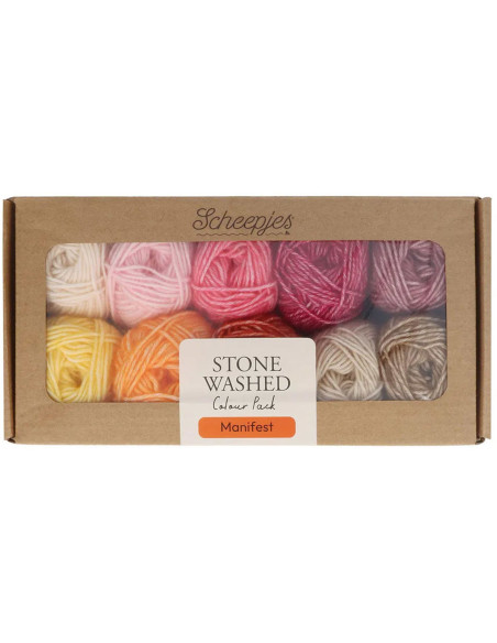 Conjunto de 10 novelos Scheepjes Stone Washed Colour Pack - Manifest