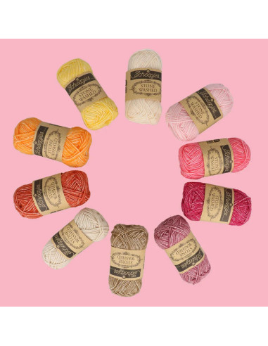 Conjunto de 10 novelos Scheepjes Stone Washed Colour Pack - Manifest