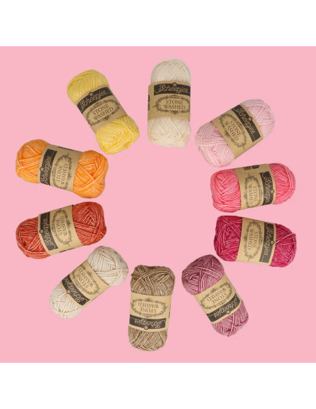 Conjunto de 10 novelos Scheepjes Stone Washed Colour Pack - Manifest