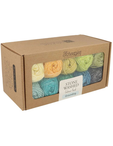 Conjunto de 10 novelos Scheepjes Stone Washed Colour Pack - Grounding