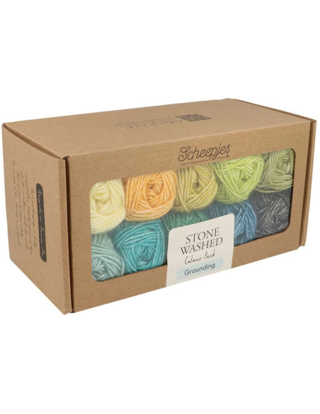 Conjunto de 10 novelos Scheepjes Stone Washed Colour Pack - Grounding