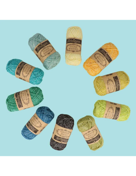 Conjunto de 10 novelos Scheepjes Stone Washed Colour Pack - Grounding