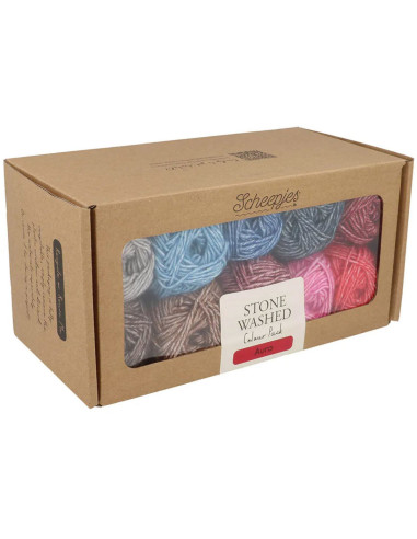Caixa de 10 novelos Scheepjes Stone Washed Colour Pack - Aura