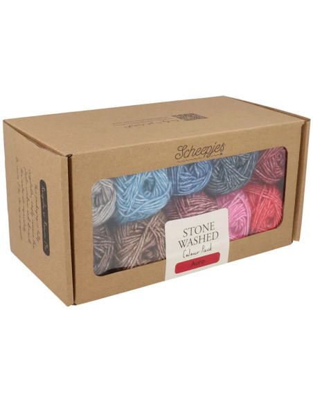 Caixa de 10 novelos Scheepjes Stone Washed Colour Pack - Aura