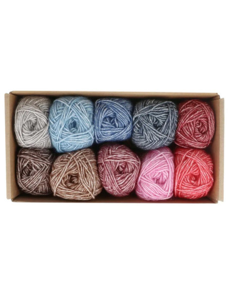 Caixa de 10 novelos Scheepjes Stone Washed Colour Pack - Aura