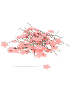 Caixa de 100 alfinetes com cabeça de plástico estrelas rosa claro Bohin 2