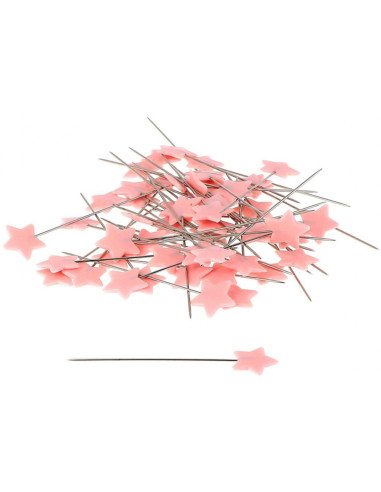 Caixa de 100 alfinetes com cabeça de plástico estrelas rosa claro Bohin