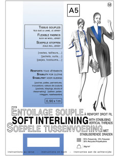 Entretela não tecido macia termocolante com reforço de fio reto 0,9 x 1,0 m - Tecidos macios - Branco