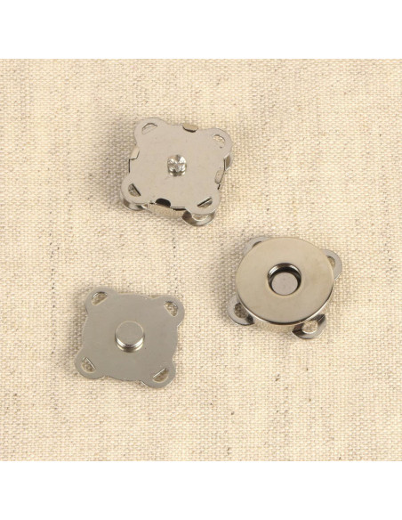 Conjunto de 2 botões de fixação magnética de 18 mm para costurar - Prata