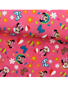 Tecido jersey Minnie - Borboleta e coração