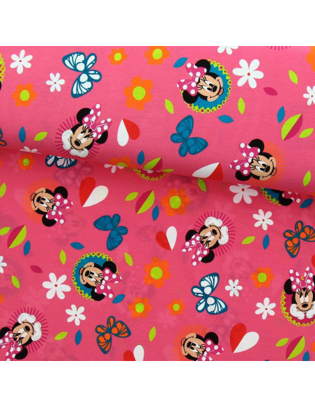 Tecido jersey Minnie - Borboleta e coração