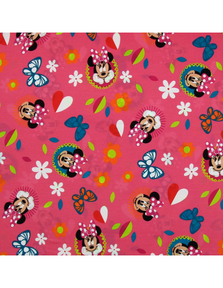 Tecido jersey Minnie - Borboleta e coração