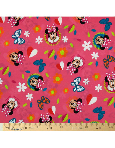 Tecido jersey Minnie - Borboleta e coração