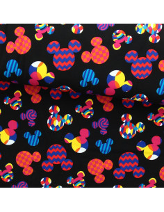 Tecido jersey Disney - Cabeça do Mickey multicolorida