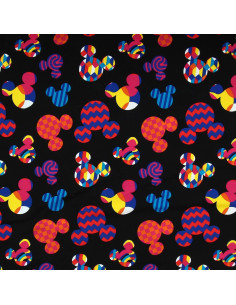 Tecido jersey Disney - Cabeça do Mickey multicolorida 2