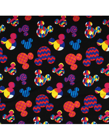 Tecido jersey Disney - Cabeça do Mickey multicolorida