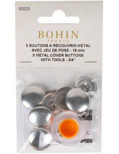 Caixa de 5 botões para cobrir com ferramenta de aplicação Bohin - 18 mm