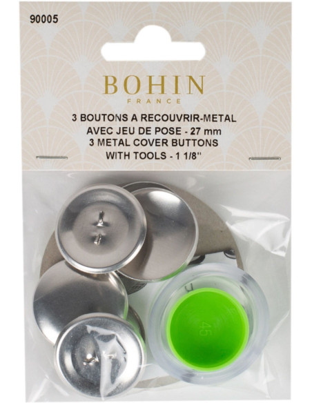 Caixa de 3 botões para cobrir com ferramenta de aplicação Bohin - 27 mm