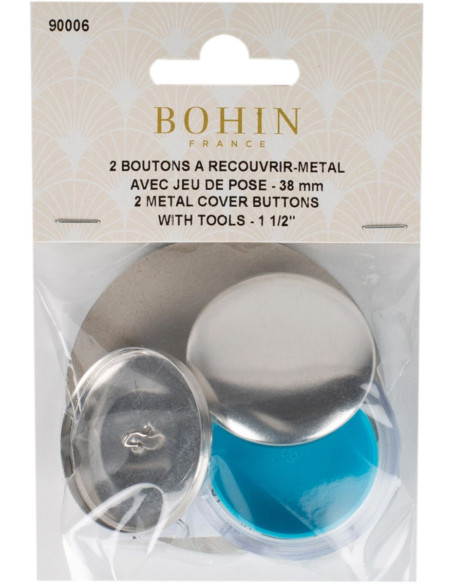 Caixa com 2 botões para cobrir com ferramenta de aplicação Bohin - 38 mm