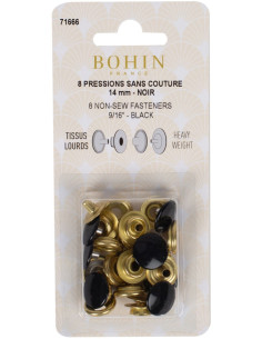 Caixa de 8 botões de pressão sem costura para tecidos pesados 14 mm Bohin - Preto