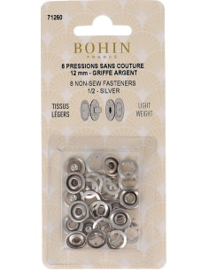 Caixa de 8 molas sem costura jersey garras em calota 12 mm Bohin - Prata