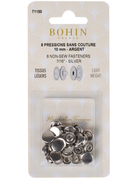 Caixa de 8 molas sem costura jersey 10 mm Bohin - Prata