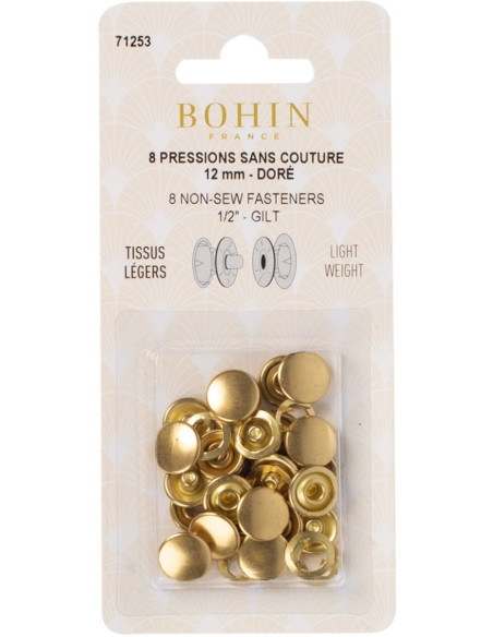 Caixa de 8 molas sem costura jersey 12 mm Bohin - Dourado