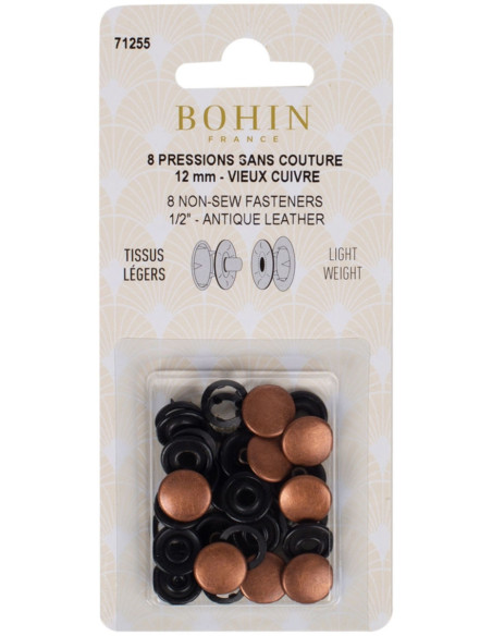 Caixa de 8 molas sem costura jersey 12 mm Bohin - Cobre