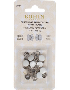 Caixa de 7 botões de pressão sem costura jersey 10 mm Bohin - Branco