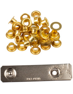 Caixa com 25 ilhós de 4 mm com arruelas e conjunto de aplicação Bohin - Dourado 2