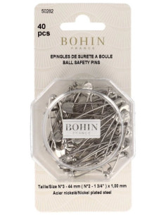 Caixa de 40 alfinetes de segurança com bola 44 mm Bohin