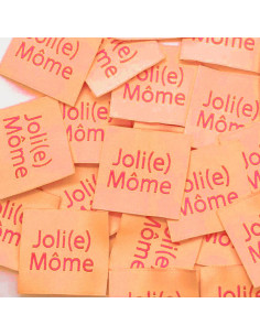 Conjunto de 5 etiquetas tecidas para costurar Joli(e) Môme pêssego