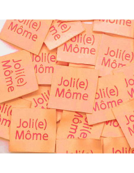 Conjunto de 5 etiquetas tecidas para costurar Joli(e) Môme pêssego
