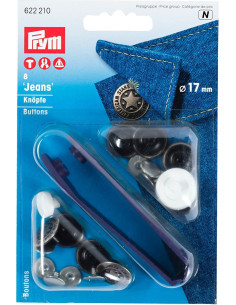 Caixa de 8 botões jeans 17mm