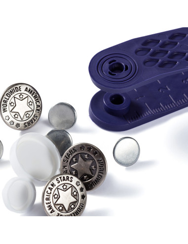 Caixa de 8 botões jeans 17mm