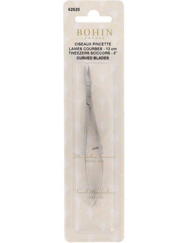 Tesoura de bordado pinça lâminas curvas 13 cm Bohin