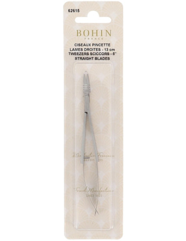 Tesoura de bordado pinça lâminas retas 13 cm Bohin
