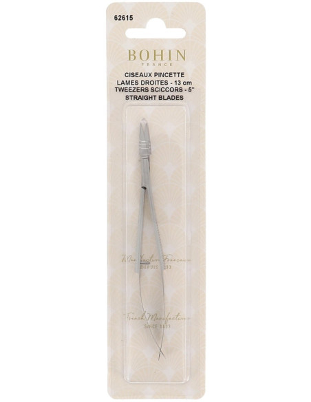Tesoura de bordado pinça lâminas retas 13 cm Bohin