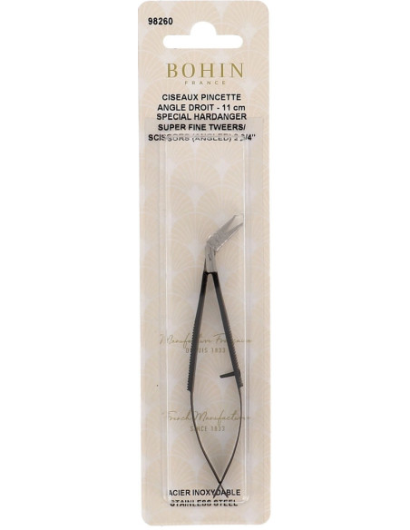 Tesoura de bordado pinça ângulo reto ultra fina 11 cm Bohin