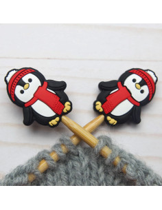 Tampões de malha para agulhas de tricô - Pinguim de inverno